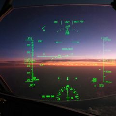 A hud shows the horizon during a sunset