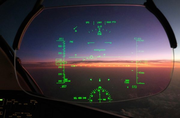 A hud shows the horizon during a sunset