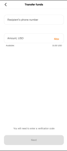 Mobile Self-Care App Transfer funds